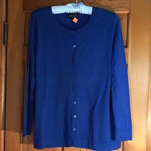 AUGUST SILK WOMAN blue button down cardigan, size 1X.